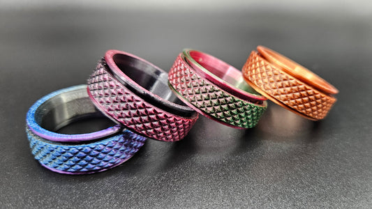 Classy Knurled Multi-Color Fidget and Spinner Ring